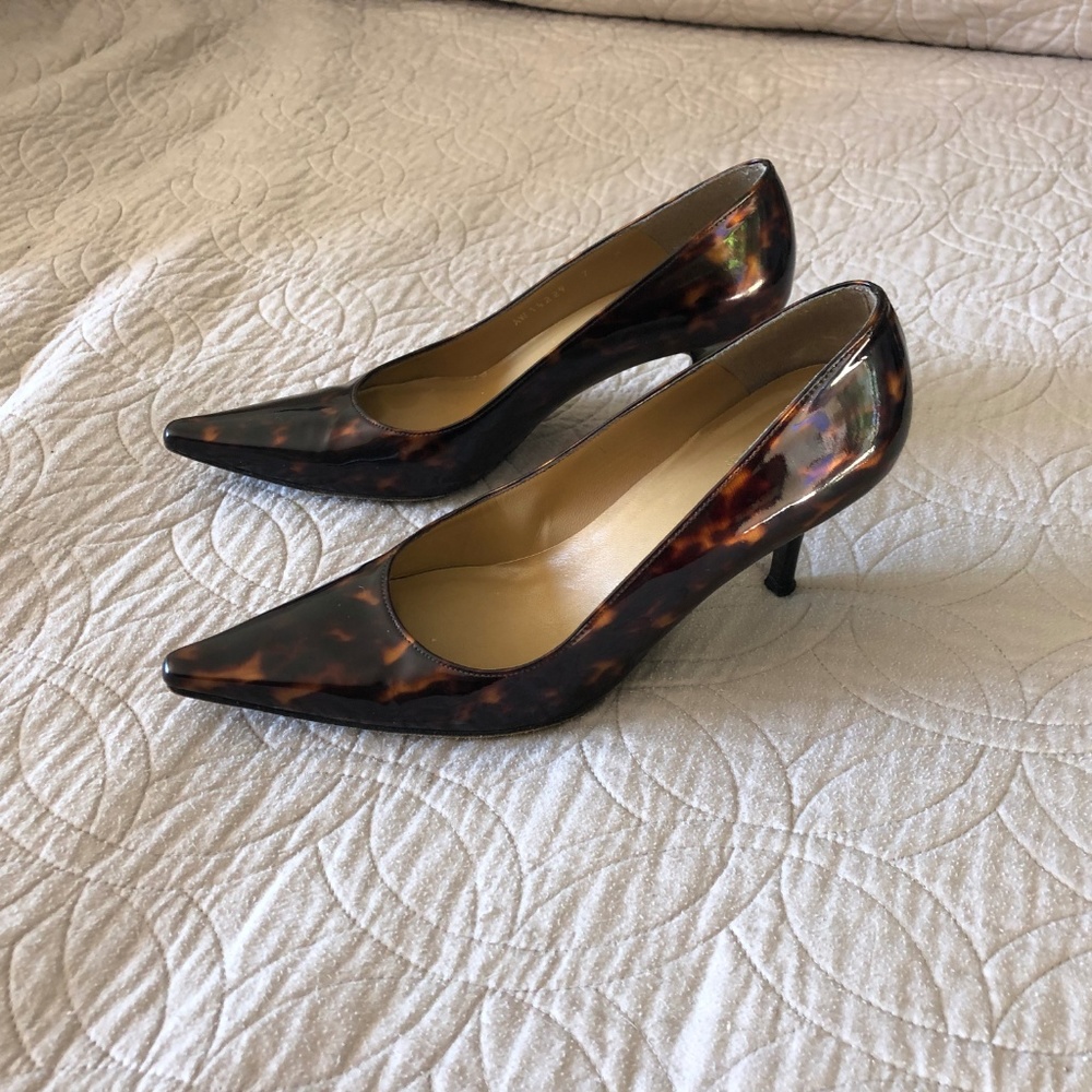 Stewart Weitzman Leopard, Patent Leather Pumps.
